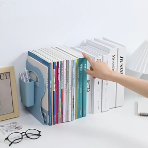 ชั้นวางของ ฉากกั้นหนังสือ ชั้นหนังสือ พร้อมที่วางปากกา ที่วางหนังสือยืดหดได้ Cutie world
