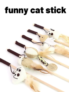 Mainan Kucing Anjing Stick Wooden Mainan Interaktif Kucing Kayu