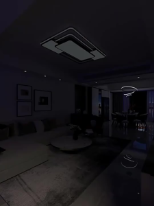 GOGEOUS Lampu Plafon Minimalis Modern Hias Ring Mewah 48/90CM 3 Warna Ruang Tamu Kamar Tidur Lorong PVC Bulat Persegi Hitam Lampu Plafon LED