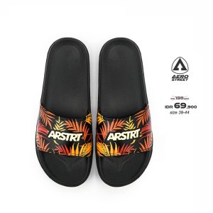 Aerostreet 39-44 Alvaro Hitam Oranye - Sandal Selop Pria Wanita BAAAA