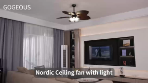 GOGEOUS Lampu kipas angin gantung plafon dengan ruang tamu kreatif kipas lampu gantung hias 2in1 3 Warna 6 Kecepatan 52 inci meja makan kamar tidur balkon lampu kipas angin remote