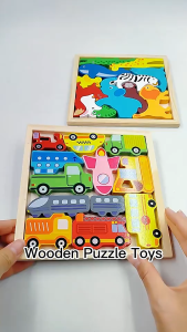 CART Puzzle 3D Karakter Edukasi Anak Kayu Wooden toys Mencocokan Bentuk SNI
