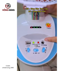 Quạt tích điện để bàn Honjianda FL312 3 cánh đèn LED kèm bình ắc quy