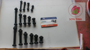 Bulong và con tán (5 con) lục giác ngoài chịu lực thép đen M8 M10 M12