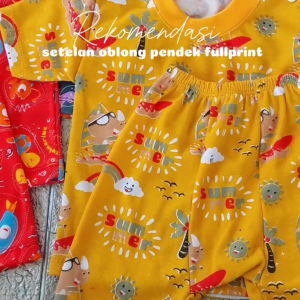 Baju Bayi Oblong Setelan Lengan Pendek 3-15 Bulan Bahan Lembut Motif Lucu Kekinian Set Pakaian Anak Harian