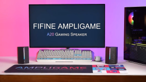 FIFINE AmpliGame A20 Computer Speakers Desktop PC Speakers with Volume Control RGB Gaming Loudspeakers Wired with 3.5mm Aux Audio Cable for Laptop Monitor Phone Tablet