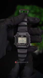 Jam Tangan Pria Casio W-218H-1A Digital Quartz Watch Black Dial Resin Band