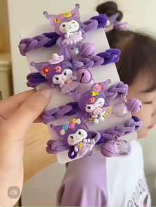 Dây cột tóc Doudou Scrunchies Dây buộc tóc Kuromi Cột tóc bé gái xinh xắn phong cách Hàn Quốc PJ003