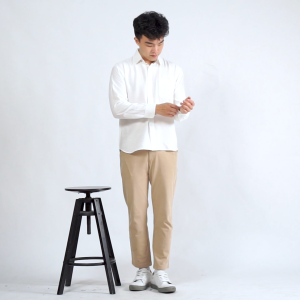 Kemeja Linen pria Lengan Panjang Shirt polos outfit casual Basic pria - Linen Long Sleeve Slim fit - BoeNoe Daily Hitam putih Broken White