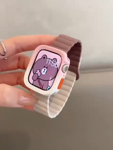 Soft Silicone Magnetic loop Strap+case For SmartWatch Series 8 7 6 5 4 3 ultra 49mm iWatch  41mm 45mm 38mm 40mm 42mm 44mm 49mm Belt iwatch summer strap