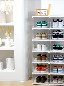 Hi-Q Home Foldable Shoe Box 6Layer Folding Cabinet Storage Shoe Rack Storage Box Shelf Free Installation Stackable Organizer Stockable StorageXH001