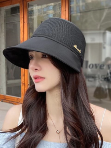 Topi Visor Wanita Anti UV Motif Geometris Warna Solid C-14