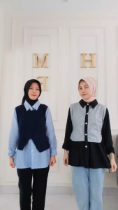 Adeline Kemeja Blouse/Kemeja Wanita 2024 Viral/Katun Mix Crinkle/Kemeja Korea/Atasan wanita Termurah