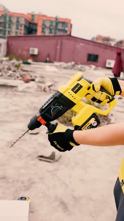 REAIM Cordless Brushless Rotary Hammer 3 MODE Impact Drill Electric ...