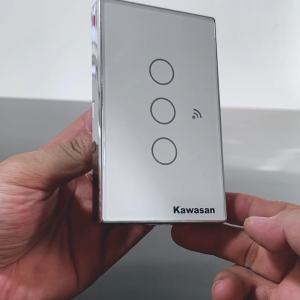 CÔNG TẮC WIFI ÂM TƯỜNG CHỮ NHẬT CT-WIFI-W (KÍNH TRẮNG VIỀN MẠ BẠC)