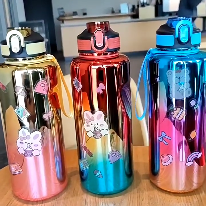[Free stickers and cup brush] 1600ml/56oz portable gradient rainbow