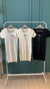 D11837 Kiyowo Ribbon Bodycon Knit Dress