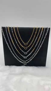 ลายโซ่เพชร สีเลส 2สี ทองเลเซอร์  สแตนเลสแท้เกรด304 ไม่ลอก ไม่ดำ ใส่อาบน้ำได้ปกติ เครื่องประดับ สร้อยคอ ใส่ได้ทั้งเด็กและผู้ใหญ่