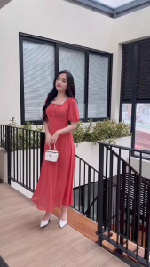 Đầm maxi form dài cổ vuông đính ngọc tay lồng đèn Misa - MS0318 (Hình thật shop chụp)