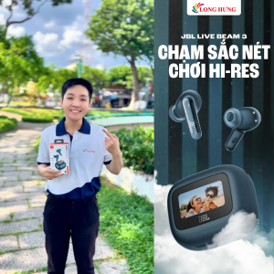 Tai nghe Bluetooth True Wireless JBL Live Beam 3 - Hàng chính hãng - Tính năng chống ồn ANC hiệu quả Trang bị màn hình thông minh có thể điều chỉnh tai nghe mà không cần dùng app Kháng nước kháng bụi IP55