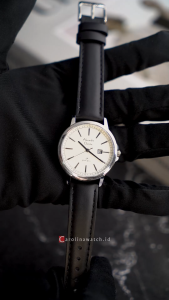 Jam Tangan Wanita Alexandre Christie Primo Steel AC 1014 LDLSSSL White Dial Black Leather Strap