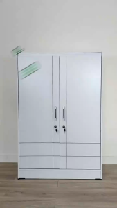 Lemari Pakaian Anak Modern Waterproof dengan Laci Penyimpanan - Putih Glossy