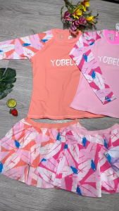 Đồ bơi bé gái 2 mảnh kín đáo áo tay dài quần đùi váy họa tiết nhiều màu dễ thương size từ 20-56kg BINSPORTS BB115