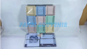 Souvenir Pernikahan Ultah dan Khitanan Mangkok Kotak Ceper Kemasan Mika Motif Di Pisah ISI 50 PCS