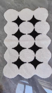Keset Premium 50x80 cm / Keset Lantai Kasmir Imitasi Anti Slip / Keset Lantai Estetika Hitam Putih / Bathmat Kamar Mandi