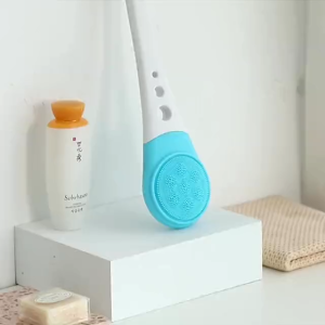 Electric Silicone Double Side Bath Body Brush / Long Handle Back Massage Shower Cleaning Brush