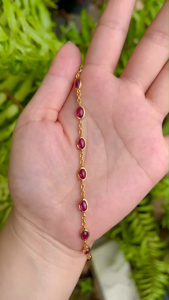 💥สร้อยข้อมือทับทิมแท้ ทับทิมหยดน้ำดีไซน์งานขึ้นมือถมทองคำแท้ อัญมณีเครื่องประดับของแท้ สินค้ามีใบรับประกันดูแลตลอดการใช้งาน AUFU STORE