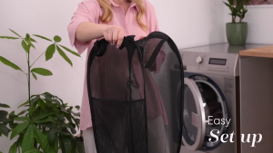 Laundry Basket Folding Large Capacity Dirty Laundry Basket Mesh Organizers Washable Clothes Storage Wide Opening Breathable Storage Basket