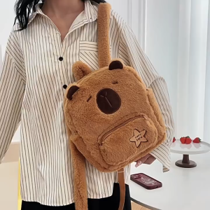 Balo vải lông xù họa tiết hoạt hình Capybara vui nhộn đáng yêu phù hợp với nhiều lứa tuổi