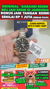 CASIO ORIGINAL - CASIO EDIFICE EFV-C120D-1ADF - MEN NG - STAINLESS - Silver - Jam dunia JD18