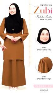 *New Arrival*ZUBI Baju Kurung Full Set Tudung CEY Fabric with Puffed Shoulder By Women Hijab Collection