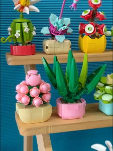 HAHA Toy Bricks Pot Bunga Building Blocks Balok 3D DIY Buket Kecil Tanaman Sukulen Block Bangunan