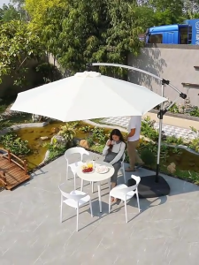 3M Patio Umbrella Outdoor Umbrella with Handcrank and Tilt，8 Steel Ribs Sun Shade Umbrella for Lawn Garden Backyard Pool
