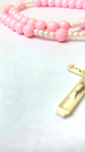 Kalung Rosario Motif Pink 10 mm: Aksesoris Ibadah Wanita