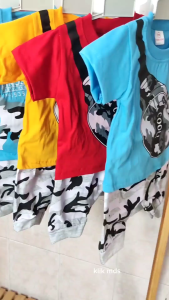 Setelan Anak Laki laki motif fosil dino