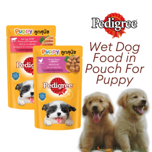 [ ZOIC PET MARKET ] Pedigree Pouch Wet Dog Food for Puppies - Chicken Chunks & Beef in Gravy | Complete & Balanced Nutrition with Omega 6 Calcium & Protein | 130g Wet Food Pouches
