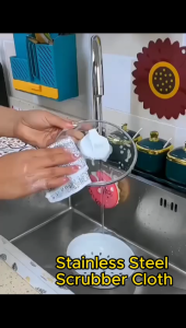 Stainless Steel Scrubber Cloth Kitchen Cleaning Cloth Dishwashing Cloth / Oil-Free Cleaning Pot Brush [Heavy Duty]