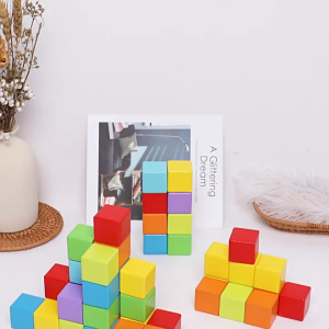 100pcs/Set Colorful Wood Blocks Blocks Square Wooden Cube Kids Early Educational Toys For Kids