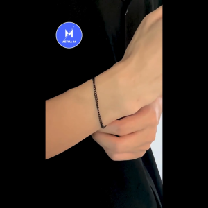 Cuban Chain Silver Black Bracelet  Stainless Steel Men Women Bangle Hitam Gelang Anti Karat Lelaki Wanita 不锈钢黑银六面磨手链