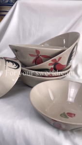 ถ้วย ถ้วยเซรามิค ถ้วยก๋วยเตี๋ยว ยกโหล แพ็ค 12 ใบ ขนาด 7 นิ้ว รุ่น ลายไก่ขาวขุ่น ชามกระเบื้อง เข้าไมโครเวฟได้