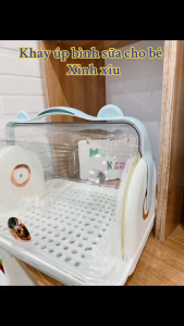 Khay úp bình sữa cao cấp giá úp bình sữa chất liệu an toàn hình gấu 9BABY màu xanh