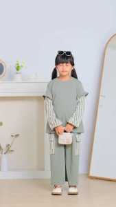 Ariel OneSet By BabyAra | Setelan Celana Anak Muslim l Outfit muslim Anak Perempuan | Oneset Anak Kekinian | Setelan Anak Terbaru