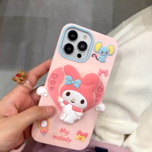 3D telescopic bracket Melody silicone case for iPhone 15Promax 15Pro 15 14Promax 14Pro 14 13Promax 13Pro 13 12Promax 12Pro 12 11 for iPhone13 case