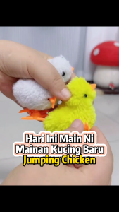KUCINGJER PETS Malaysia Cute Plush Wind Up Chicken Dog Cat Toy Kids Latihan Jam Jalan Jumping Walking Chicks Jump Toys Pet Hadiah