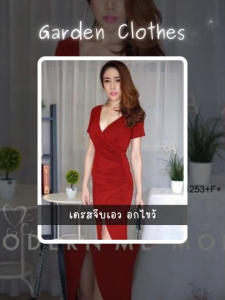 ชุดเดรส อกไขว้จีบเอวดีไซน์สุดเก๋ - Garden Clothes (4253)