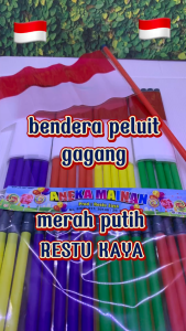(1 PAK ISI 20 PCS) BENDERA GAGANG MERAH PUTIH PLASTIK + PELUIT 17 AGUSTUS HUT RI / BENDERA TANGKAI